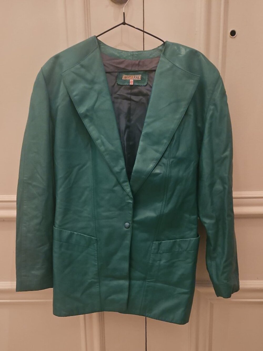 Beltrami Teal / Emerald Leather Pant Suit Set 42